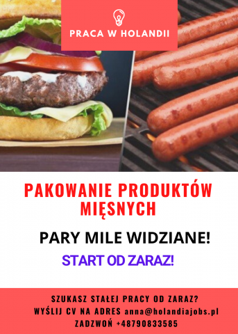 Pakowanie kiełbasek/hamburgerów- praca na produkcji 