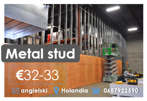 Metal stud + płyty gipsowe €31-33