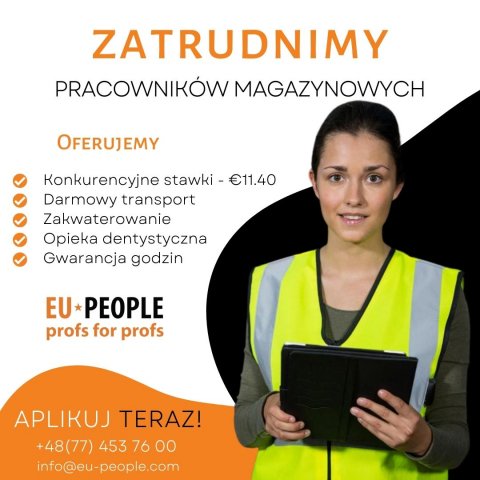 PRACA NA MAGAZYNIE - ZACZNIJ OD ZARAZ - WAREHOUSE WORKER